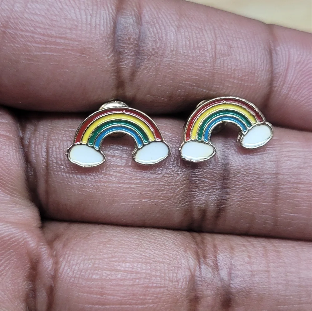 Rainbow Stub Earrings - Picture 1 of 1